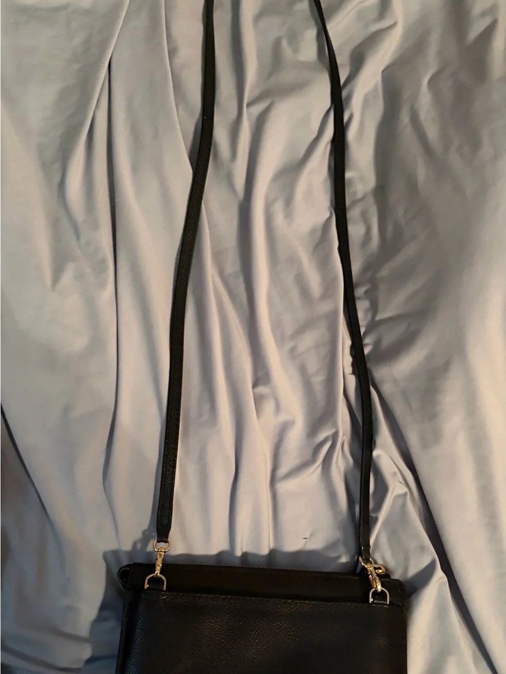 kate spade Black Leather Crossbody Wallet with Gold Hardware